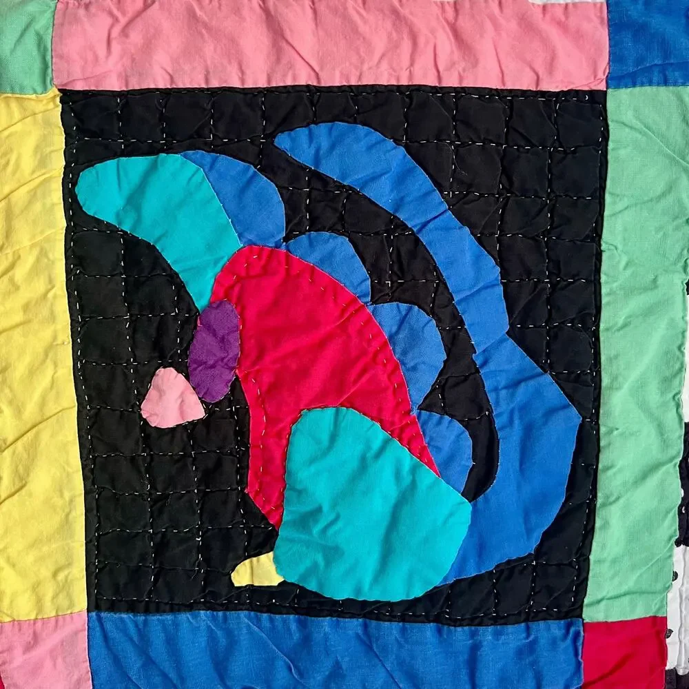Vintage Dinosaur Baby Quilt Blanket Cotton Patchwork Nursery Wall Hanging 46x34
